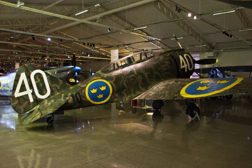 Reggiane Re.2000 expuesto en el Museo de la Fuerza Aérea Sueca