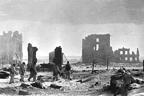 Centro de Stalingrado tras la liberación de la ocupación alemana, 2 de febrero de 1943