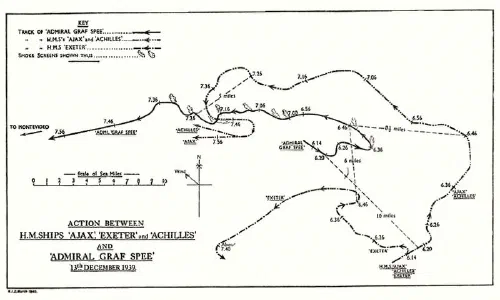 El acorazado de bolsillo Admiral Graf Spee en llamas en el Río de la Plata