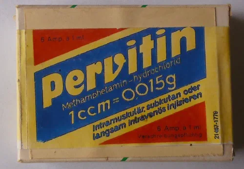 Caja de ampollas de Pervitin, la metanfetamina utilizada por la Wehrmacht durante la Segunda Guerra Mundial