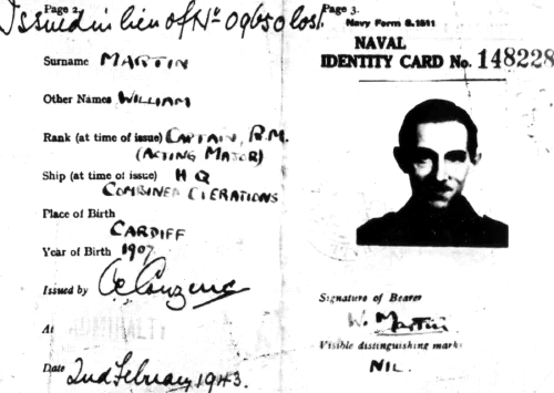 Documento de identidad falso del mayor William Martin, creado para la operación Mincemeat