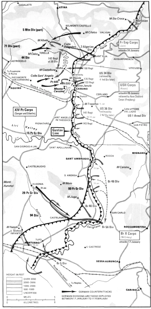 Ruinas de la abadía de Montecassino tras el bombardeo aliado de 1944